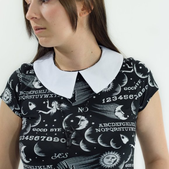 Stretchy Black Dress with "Ouija" Print - Picture 3 of 4